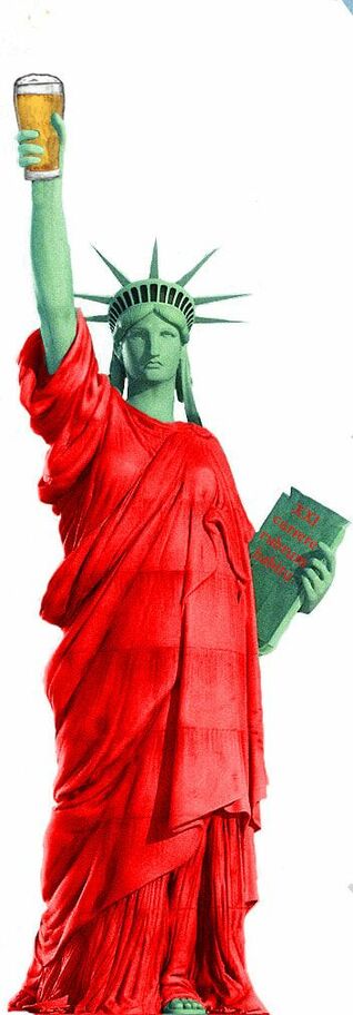 statue of liberty holding a beer 
